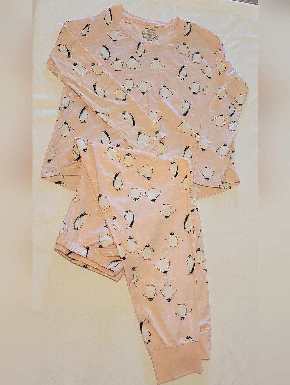 JOYSPUN SZ M SUPER SOFT Pink Penguin Pajamas Lounge Set